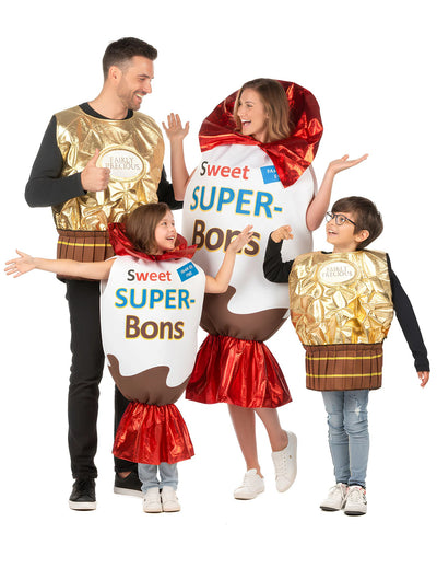 Superbon- ja kultaiset herkut perheen naamiaisasu