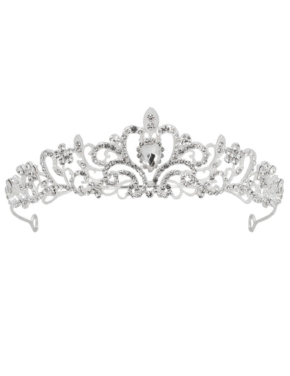 Vue de face de la tiare princesse métallique à strass