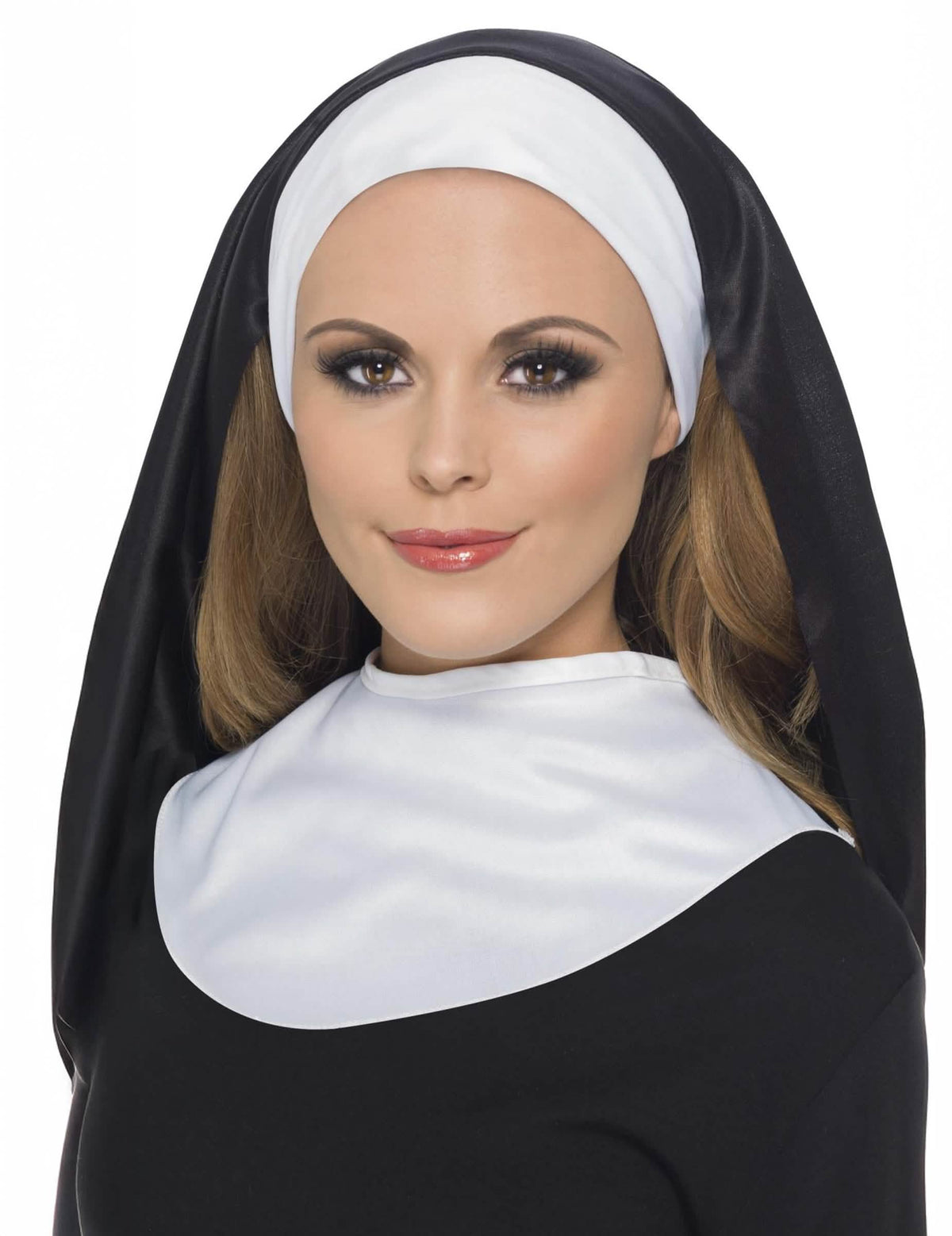 Toque de nonne pour femme noir et blanc