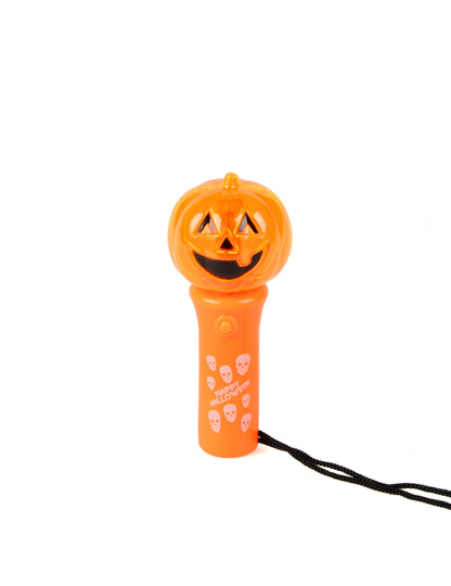 Torche spinner lumineux citrouille pour enfant orange avec motifs têtes de mort