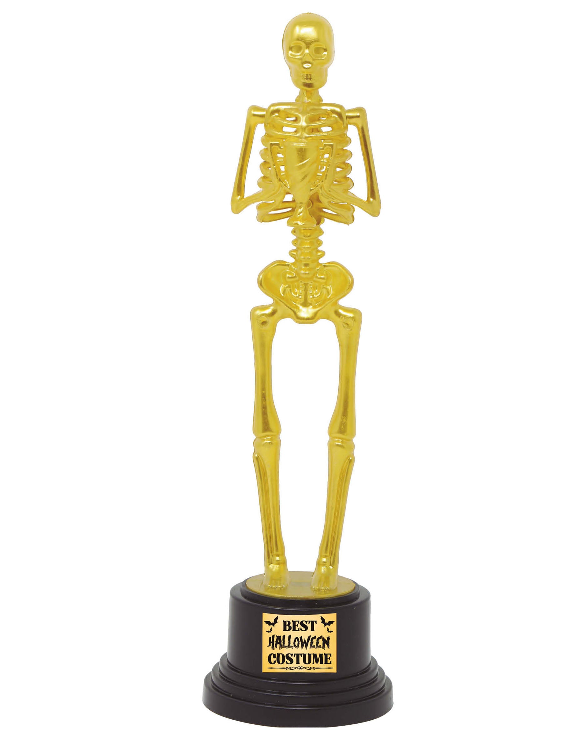 Trophée squelette du meilleur costume d'Halloween pour adulte doré
