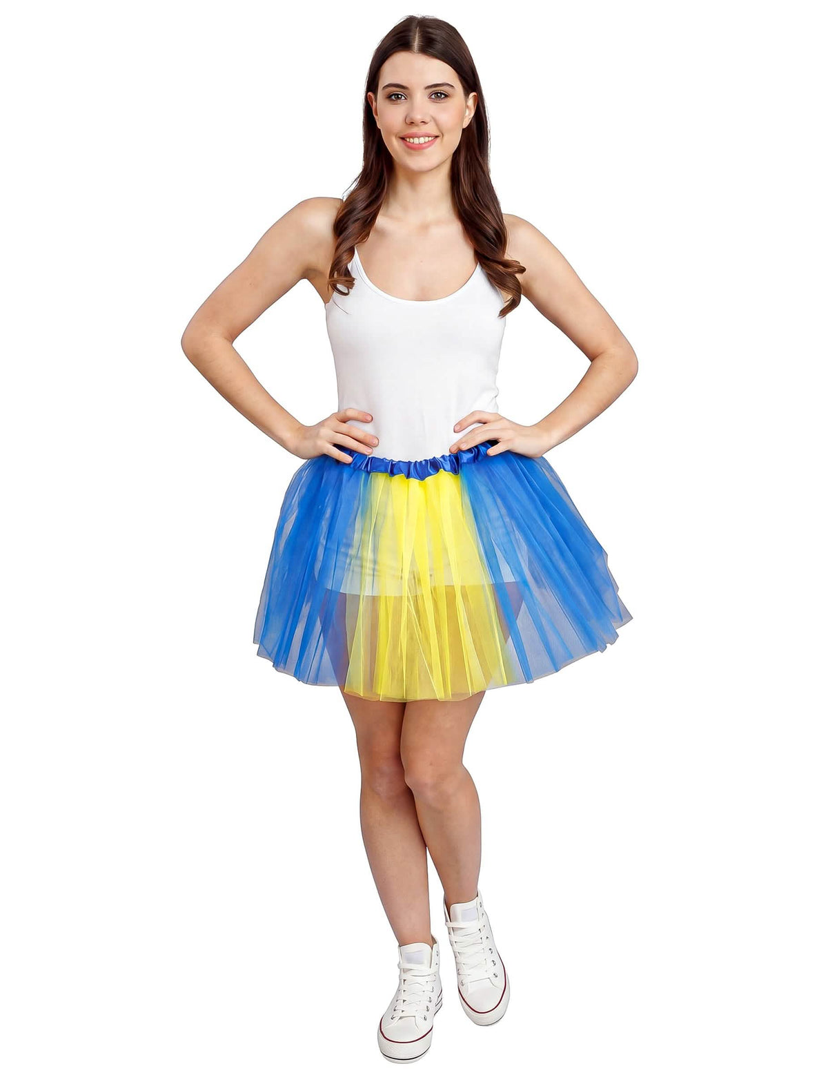 Ruotsi-kannattajan tutu, sininen ja keltainen, 39 cm