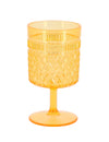 Verre à pied en plastique orange avec motifs en relief