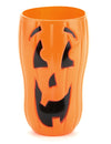 Verre en plastique citrouille souriante orange