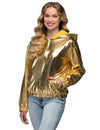 Veste à capuche dorée métallique pour adulte dorée brillante