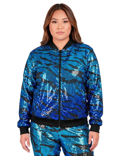 Veste à sequins vague bleue adulte