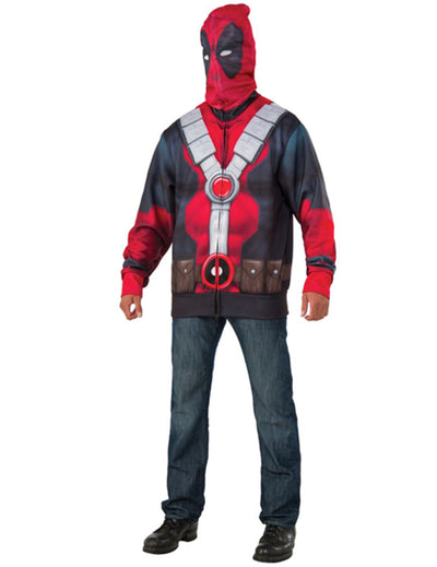 Veste avec cagoule Deadpool pour adulte rouge et noir imprimé