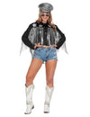 Veste de festival à franges noire femme
