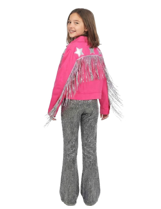 Pinkki hapsullinen western-takki tytöille