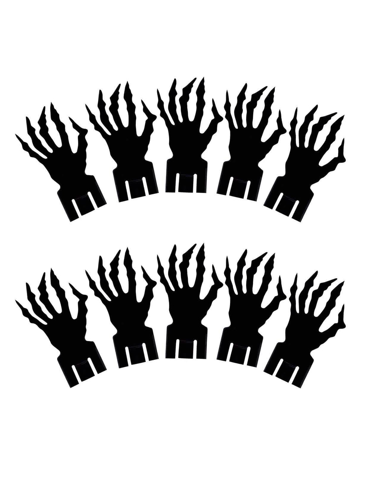 Décoration pour verres Halloween noir lot de 10 pièces en forme de mains griffues