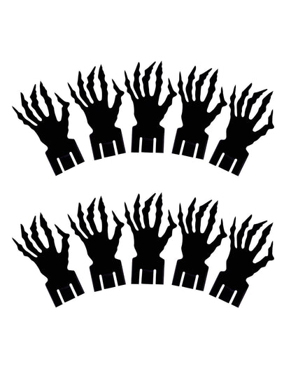 Décoration pour verres Halloween noir lot de 10 pièces en forme de mains griffues