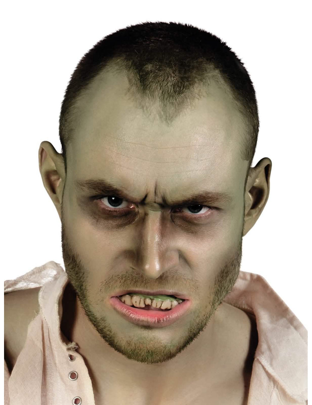 Aikuisten zombiet-hampaan vihreiden ikenien yksityiskohta halloweeniksi